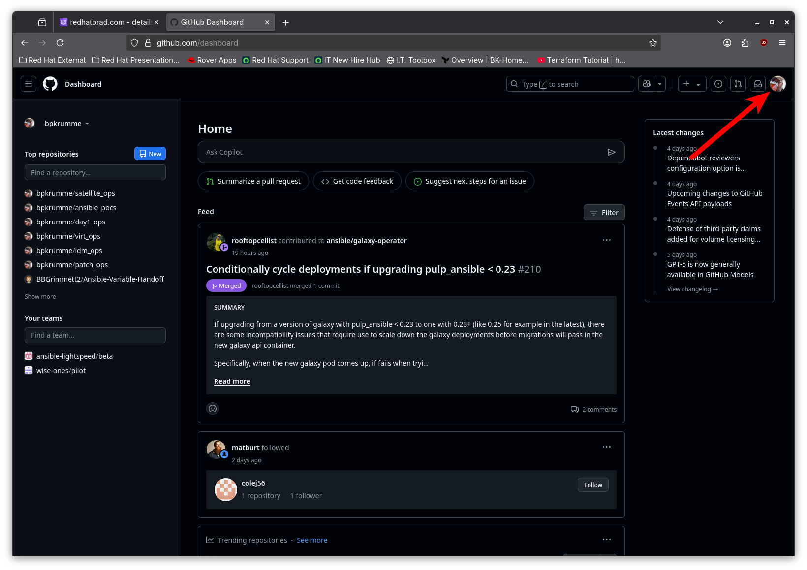 Screenshot of GitHub Home Screen
